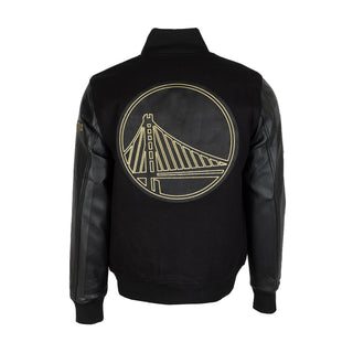 Warriors Black Gold Varsity Jacket - Mens