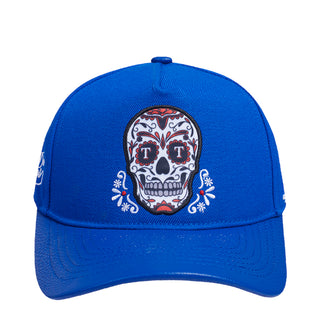 Rangers Sugar Skull Wool Blend Pinch Front Strapback